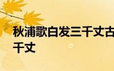 秋浦歌白发三千丈古诗带拼音 秋浦歌白发三千丈 