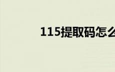 115提取码怎么使用 115提取 