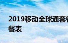 2019移动全球通套餐表 2018移动全球通套餐表 