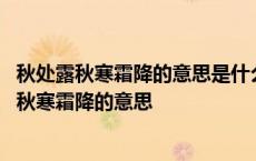 秋处露秋寒霜降的意思是什么简单理解二年级的理解 秋处露秋寒霜降的意思 