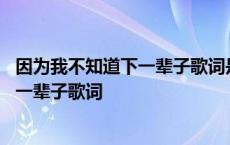 因为我不知道下一辈子歌词是否还能遇见你 因为我不知道下一辈子歌词 