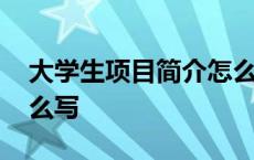 大学生项目简介怎么写好 大学生项目简介怎么写 