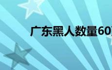 广东黑人数量60万 广东黑人问题 