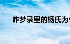 昨梦录里的杨氏为什么出来了 昨梦录 