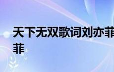 天下无双歌词刘亦菲是谁 天下无双歌词刘亦菲 