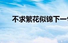 不求繁花似锦下一句 繁花似锦下一句 