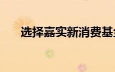 选择嘉实新消费基金 嘉实新消费基金 