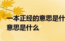 一本正经的意思是什么 标准答案 一本正经的意思是什么 