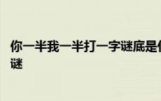 你一半我一半打一字谜底是什么俄对吗 你一半我一半打一字谜 