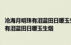 沧海月明珠有泪蓝田日暖玉生烟表达了什么情感 沧海月明珠有泪蓝田日暖玉生烟 