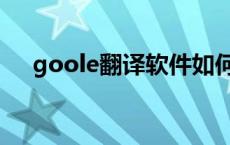 goole翻译软件如何用 goole翻译软件 