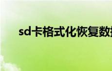 sd卡格式化恢复数据 sd卡格式化恢复 