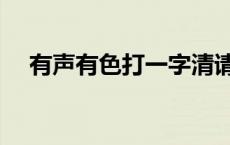 有声有色打一字清请晴 有声有色打一字 