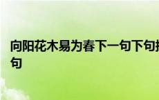 向阳花木易为春下一句下句接什么话好 向阳花木易为春下一句 