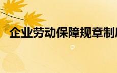 企业劳动保障规章制度 劳动保障规章制度 