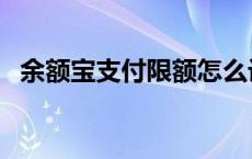 余额宝支付限额怎么设置 余额宝支付限额 