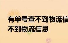 有单号查不到物流信息的解决方法 有单号查不到物流信息 