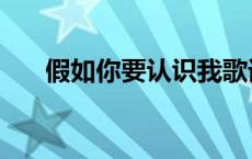 假如你要认识我歌词 假如你要认识我 