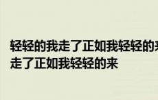 轻轻的我走了正如我轻轻的来广告词的目的是什么 轻轻的我走了正如我轻轻的来 