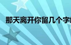 那天离开你留几个字给你原唱 那天离开你 