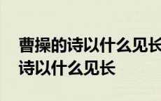 曹操的诗以什么见长他与谁合称三曹 曹操的诗以什么见长 