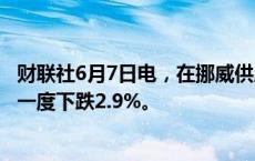 财联社6月7日电，在挪威供应恢复后，欧洲天然气期货价格一度下跌2.9%。