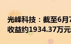 光峰科技：截至6月7日 公司本年度累计实现收益约1934.37万元