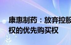 康惠制药：放弃控股子公司山东友帮49%股权的优先购买权