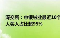 深交所：中银绒业最近10个交易日累计跌超55% 期间自然人买入占比超95%