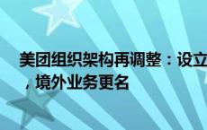 美团组织架构再调整：设立“软硬件服务”与“食杂零售”，境外业务更名