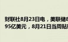 财联社8月23日电，美联储8月21日当周定期融资贷款余额995亿美元，8月21日当周贴现窗口贷款余额20.6亿美元。