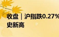 收盘｜沪指跌0.27% 四大行股价再度刷新历史新高