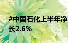 #中国石化上半年净利润371亿元#，同比增长2.6%