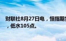 财联社8月27日电，恒指期货夜盘收跌0.64%，报17694点，低水105点。