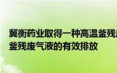 冀衡药业取得一种高温釜残废气液排放装置专利，实现高温釜残废气液的有效排放