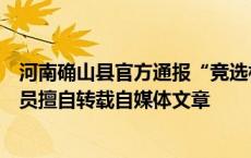 河南确山县官方通报“竞选村支书要有家族背景”：工作人员擅自转载自媒体文章