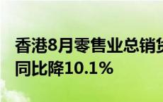 香港8月零售业总销货价值预估为292亿港元 同比降10.1%