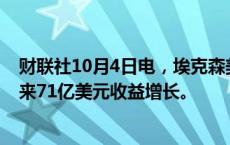 财联社10月4日电，埃克森美孚预计第二财季上游业务将带来71亿美元收益增长。