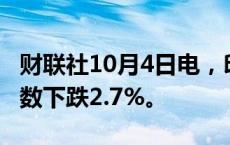 财联社10月4日电，印度NIFTY房地产板块指数下跌2.7%。