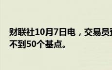 财联社10月7日电，交易员预计美联储年内进一步降息幅度不到50个基点。