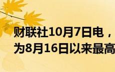 财联社10月7日电，美元/日元升至149.10，为8月16日以来最高。