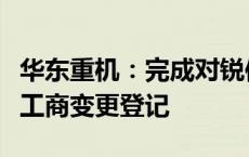 华东重机：完成对锐信图芯股权收购及增资的工商变更登记