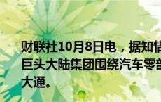 财联社10月8日电，据知情人士透露，德国汽车零部件供应巨头大陆集团围绕汽车零部件业务拆分事宜接触高盛和摩根大通。