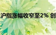 沪指涨幅收窄至2% 创业板指涨幅收窄至10%