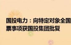 国投电力：向特定对象全国社会保障基金理事会发行A股股票事项获国投集团批复