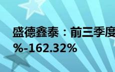 盛德鑫泰：前三季度净利润同比预增155.41%-162.32%