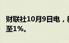 财联社10月9日电，新西兰元兑美元跌幅扩大至1%。