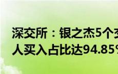 深交所：银之杰5个交易日累涨148.7% 自然人买入占比达94.85%