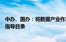 中办、国办：将数据产业作为鼓励发展类纳入产业结构调整指导目录