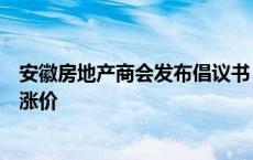 安徽房地产商会发布倡议书：呼吁房企不盲目降价、不冲动涨价